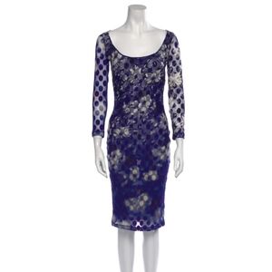 Jean Paul Gaultier Soleil | Vintage Printed Floral Geometric Midi Dress Size M